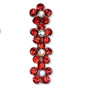 Red Aurora Borealis Hair Bobby Pins Garland Silver Tone Set 2 New Wedding Dance